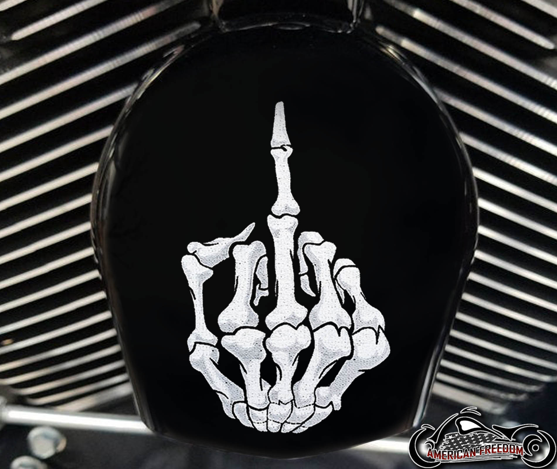 Custom Horn Cover - Boned Middle Finger - Click Image to Close
